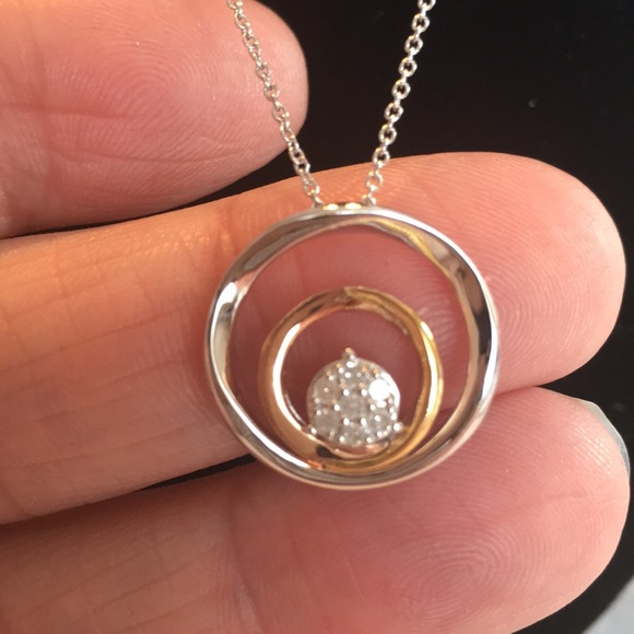 Jewelry - Sterling Silver w/Pink & Yellow Gold Necklace